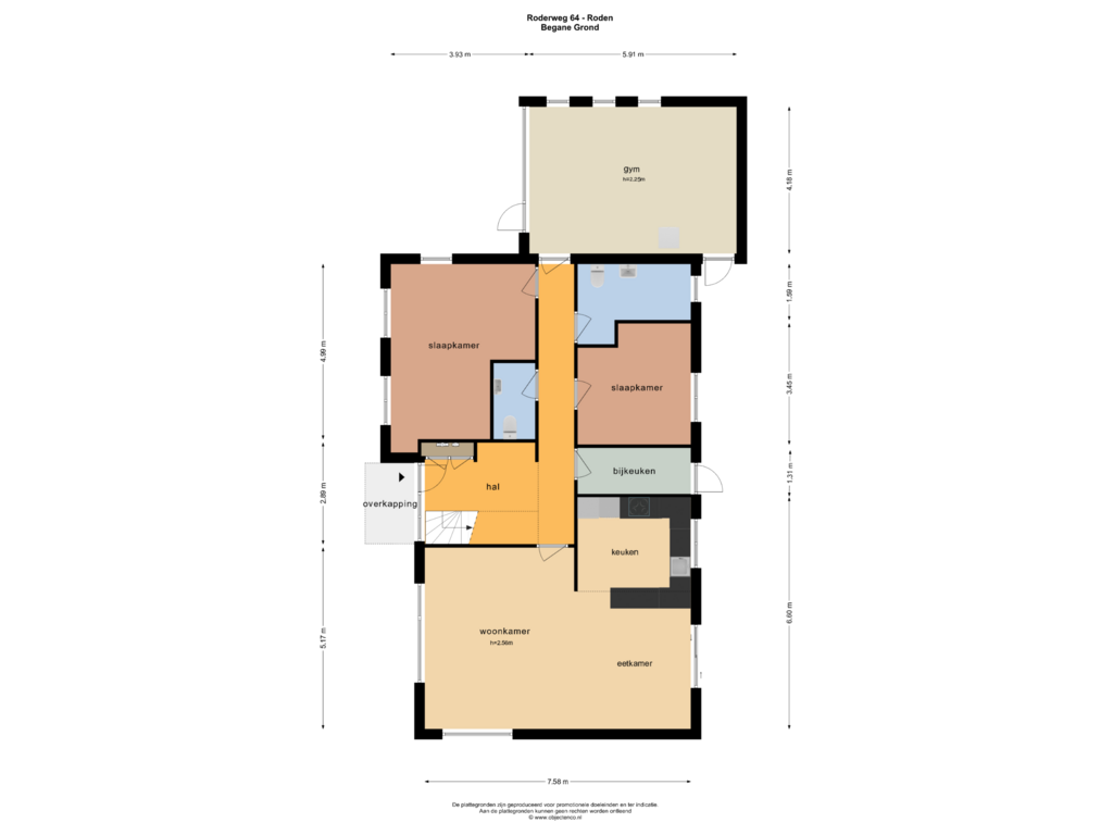 Bekijk plattegrond van BEGANE GROND van Roderweg 64