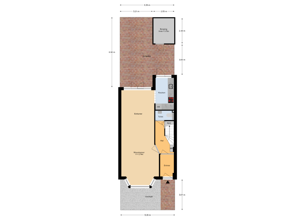 View floorplan of Situatie of Händelstraat 39