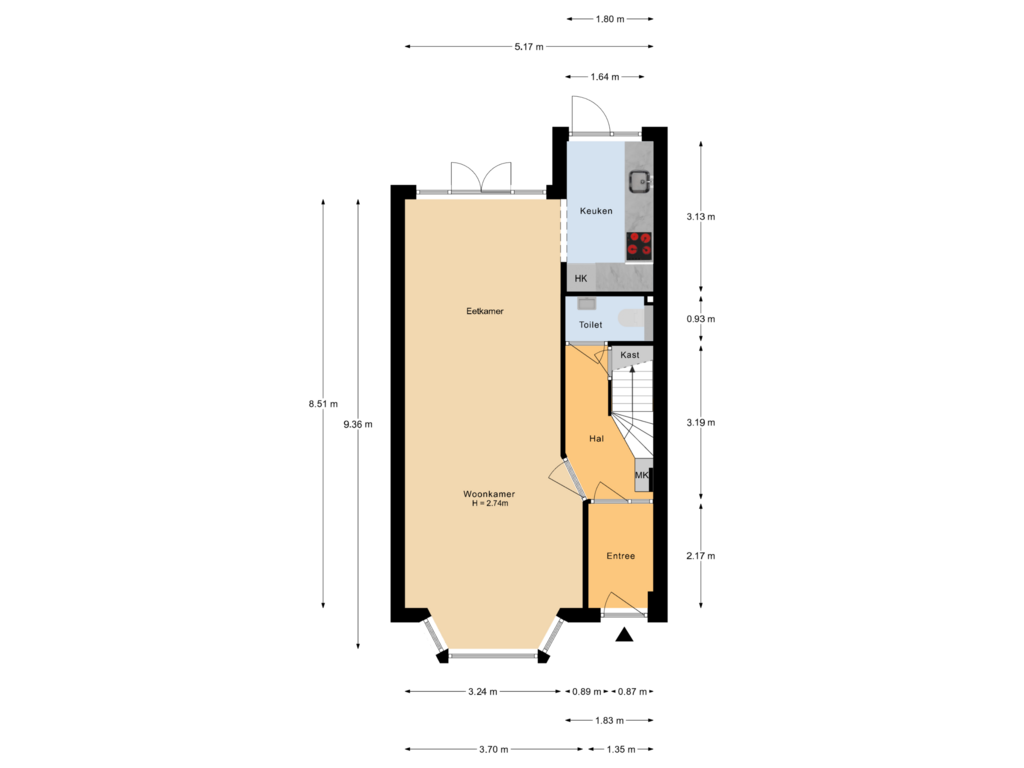 View floorplan of Begane grond of Händelstraat 39