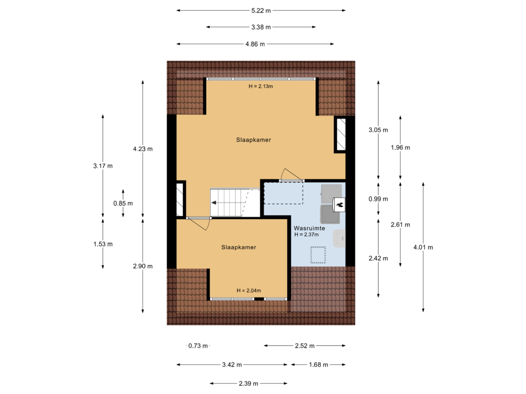 View floorplan of 2e verdieping of Händelstraat 39