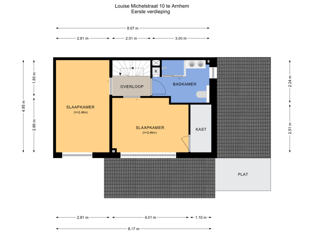 Bekijk plattegrond van Eerste verdieping van Louise Michelstraat 10