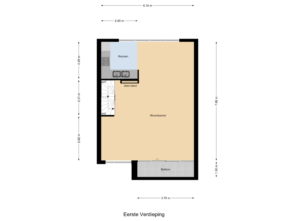 View floorplan of Eerste Verdieping of Molenbochtplein 24-B