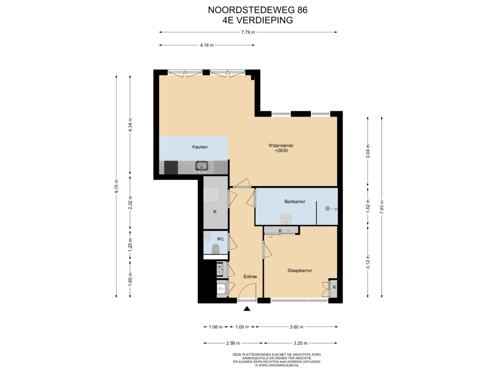 View floorplan of 4E Verdieping of Noordstedeweg 86