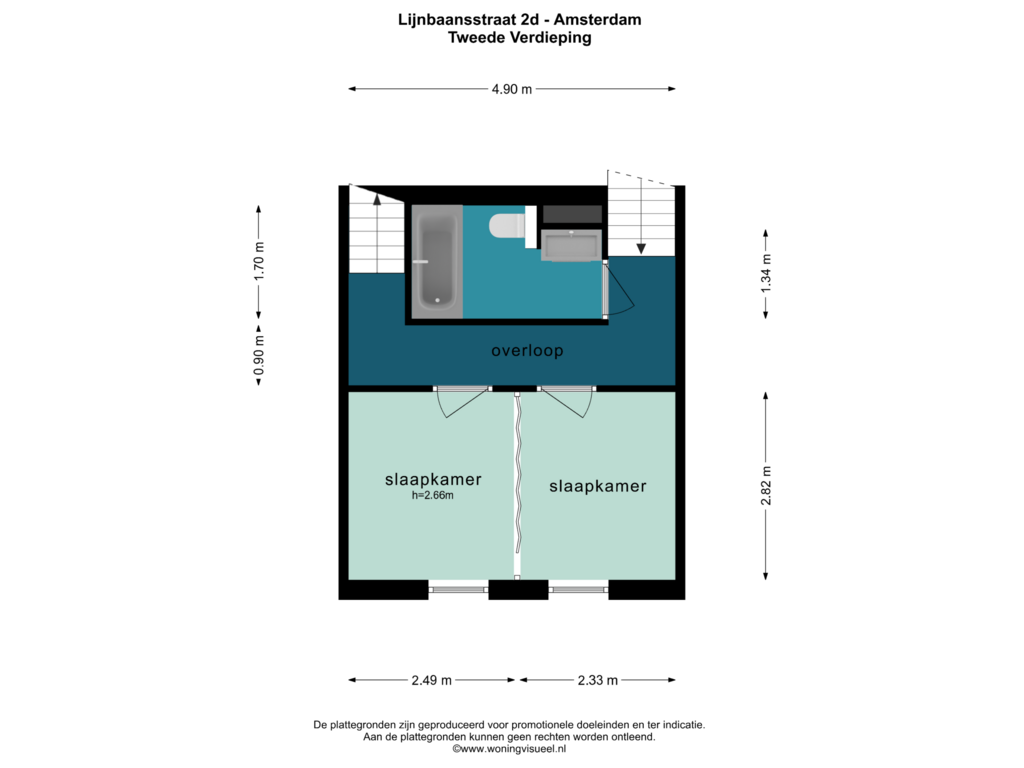 Bekijk plattegrond van TWEEDE VERDIEPING van Lijnbaansstraat 2-D