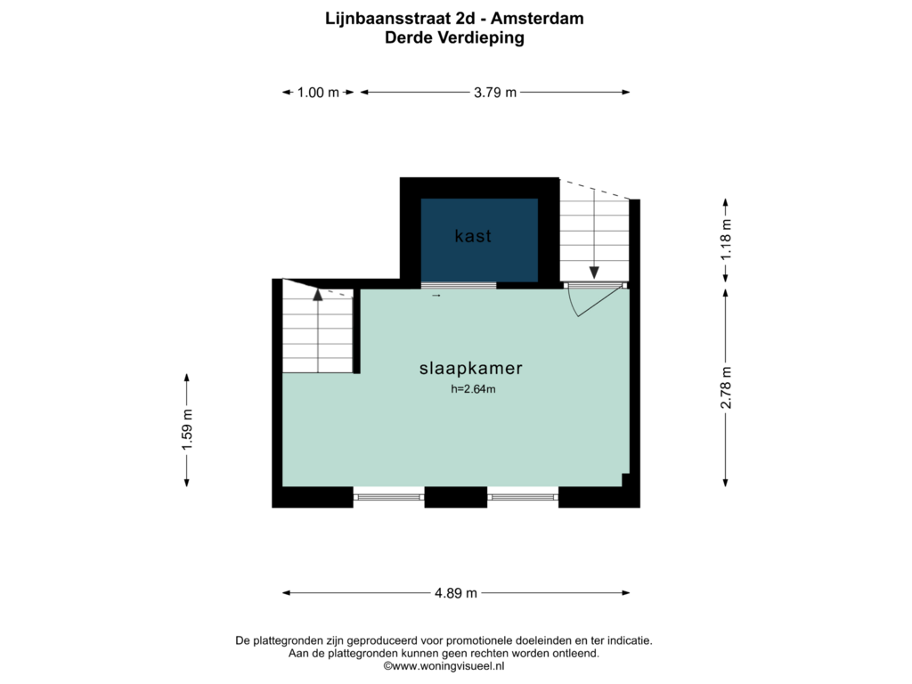 Bekijk plattegrond van DERDE VERDIEPING van Lijnbaansstraat 2-D