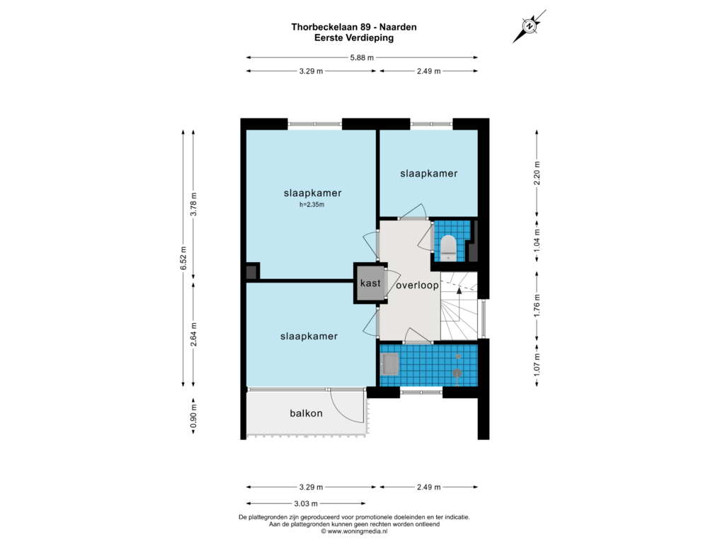 Bekijk plattegrond van Eerste Verdieping van Thorbeckelaan 89