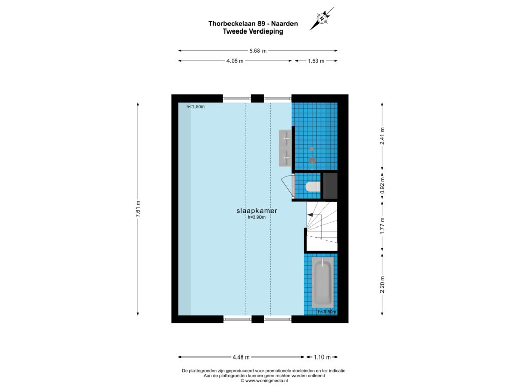 Bekijk plattegrond van Tweede Verdieping van Thorbeckelaan 89