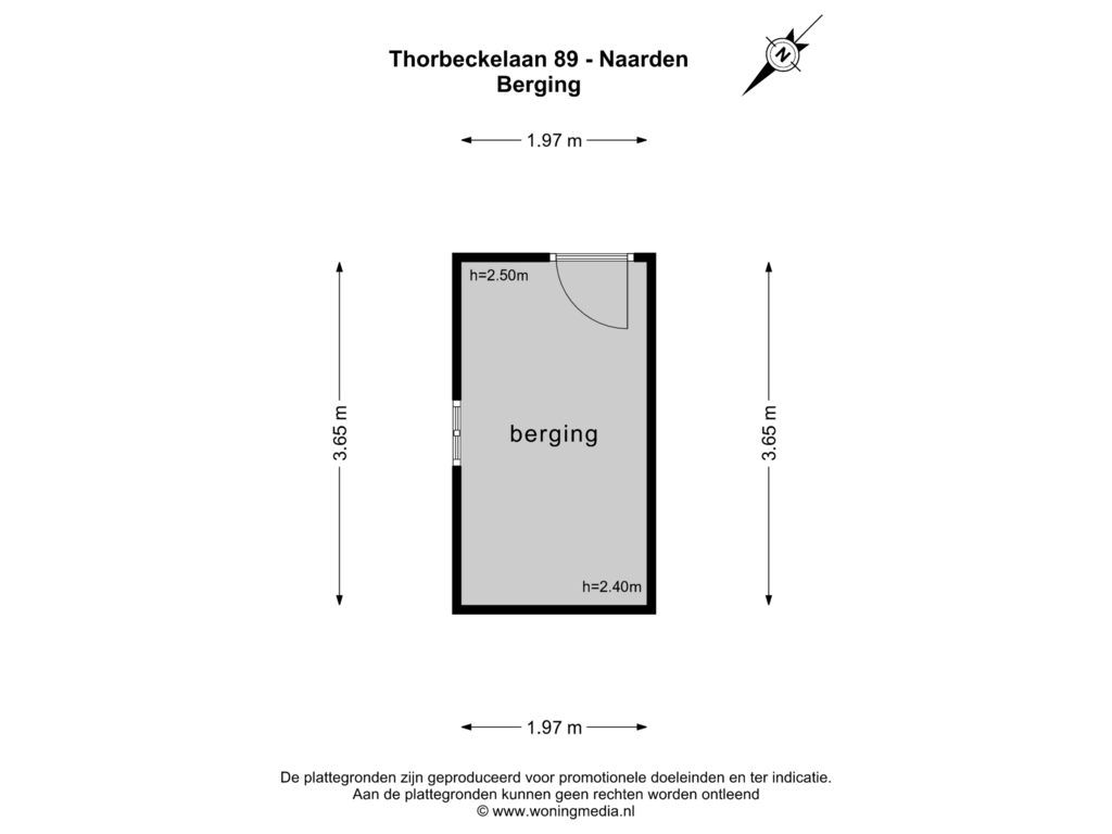 Bekijk plattegrond van Berging van Thorbeckelaan 89