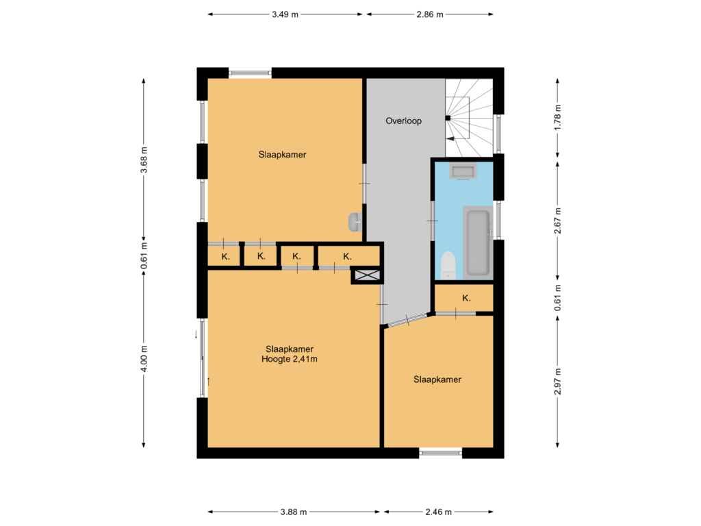 Bekijk plattegrond van 1e verdieping van Albertus Perkstraat 64-A