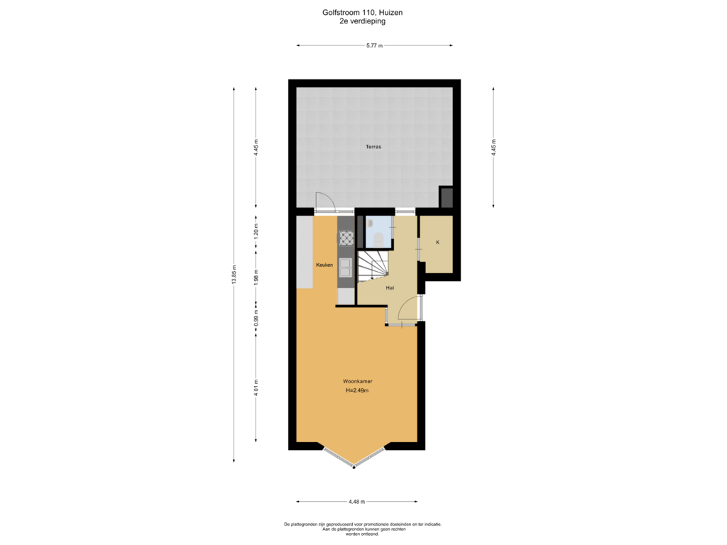 Bekijk plattegrond van 2e verdieping van Golfstroom 110