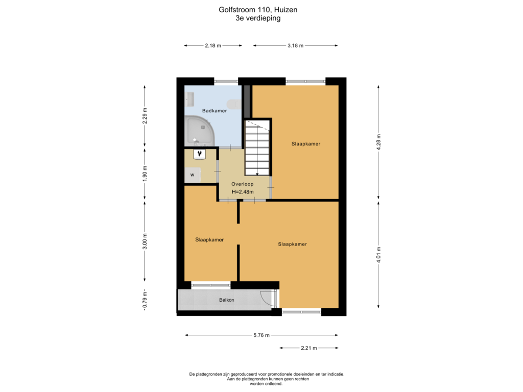 Bekijk plattegrond van 3e verdieping van Golfstroom 110