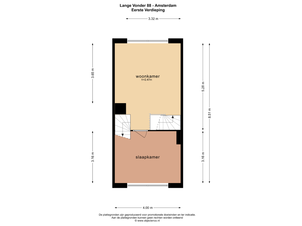 View floorplan of EERSTE VERDIEPING of Lange Vonder 88