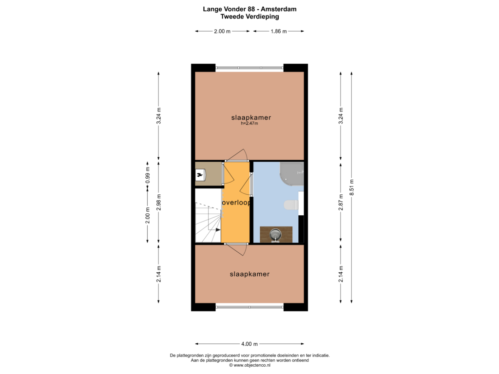 View floorplan of TWEEDE VERDIEPING of Lange Vonder 88