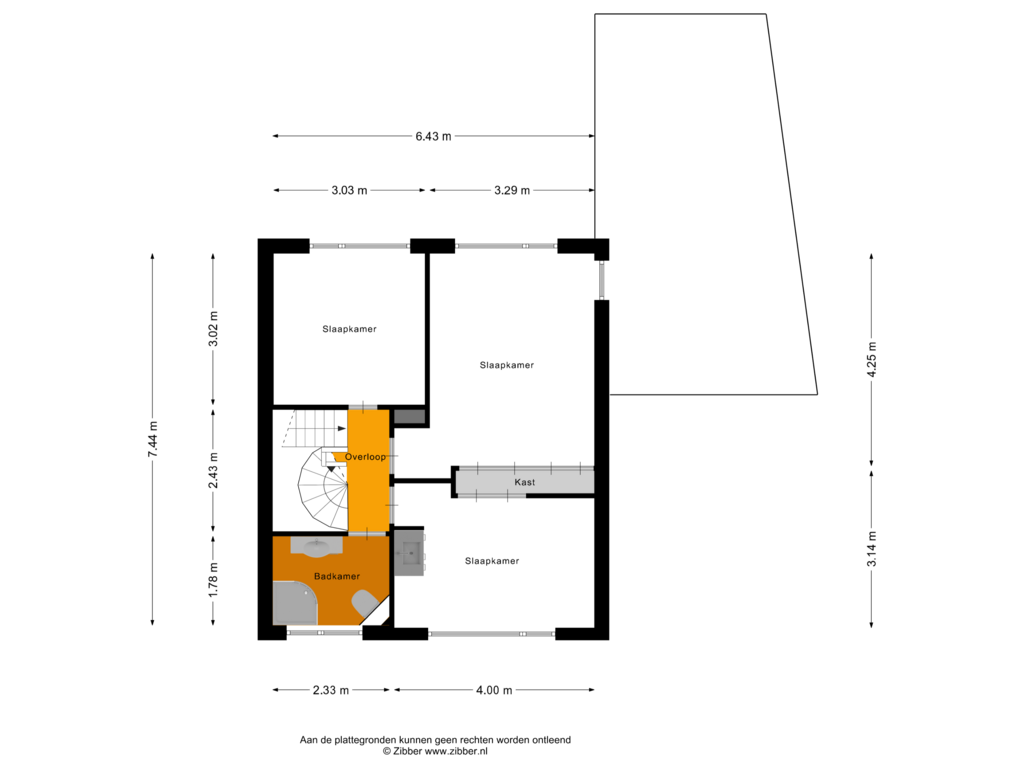 View floorplan of Eerste verdieping of Schimmelpenninckstraat 6