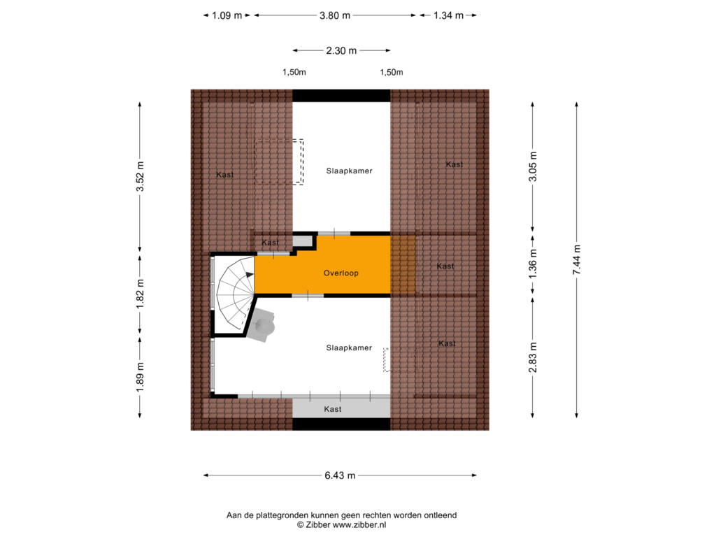 View floorplan of Tweede verdieping of Schimmelpenninckstraat 6