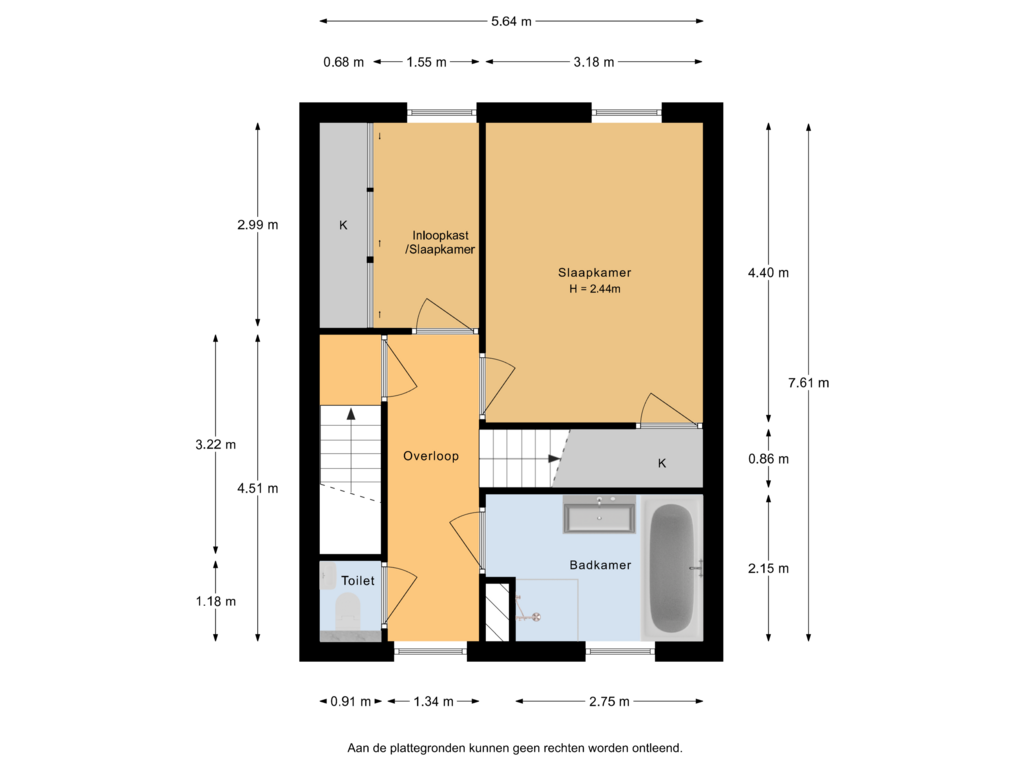 Bekijk plattegrond van 1e Verdieping van Kortegolf 3