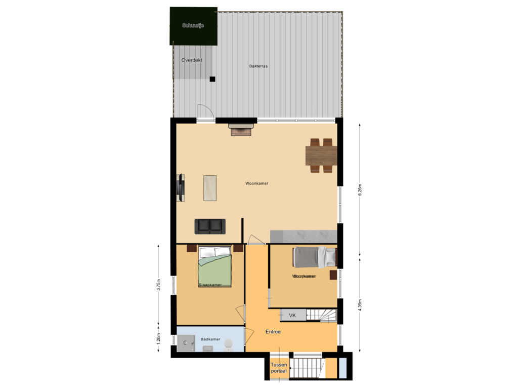 View floorplan of 1eVerdieping of Nordhornsestraat 14-B