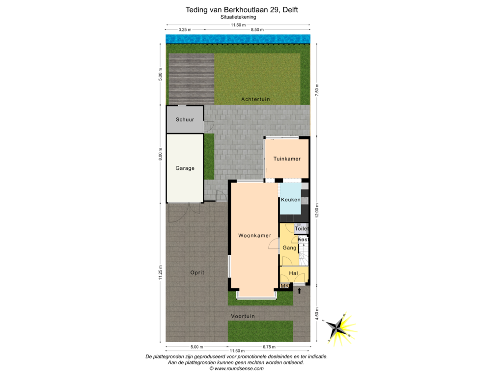 Bekijk plattegrond van Situatietekening van Teding van Berkhoutlaan 29