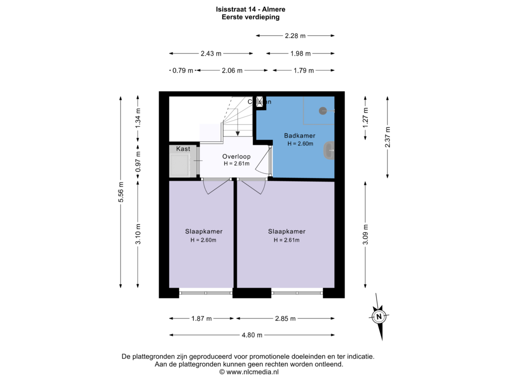 View floorplan of Eerste verdieping of Isisstraat 14