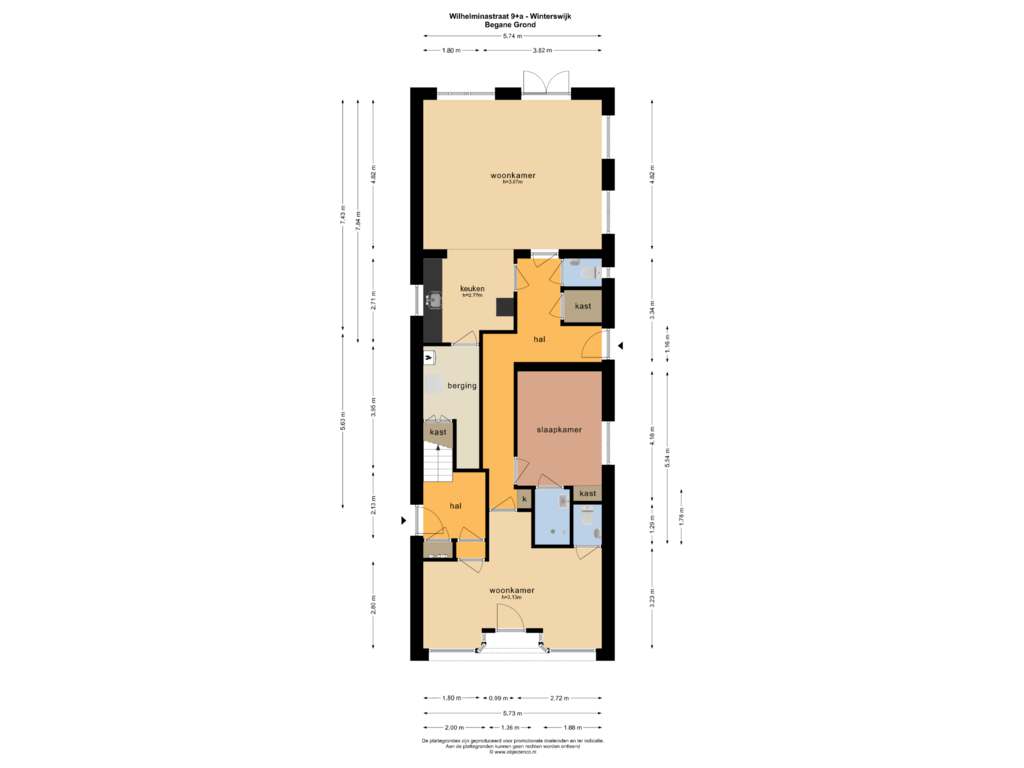 View floorplan of BEGANE GROND of Wilhelminastraat 9