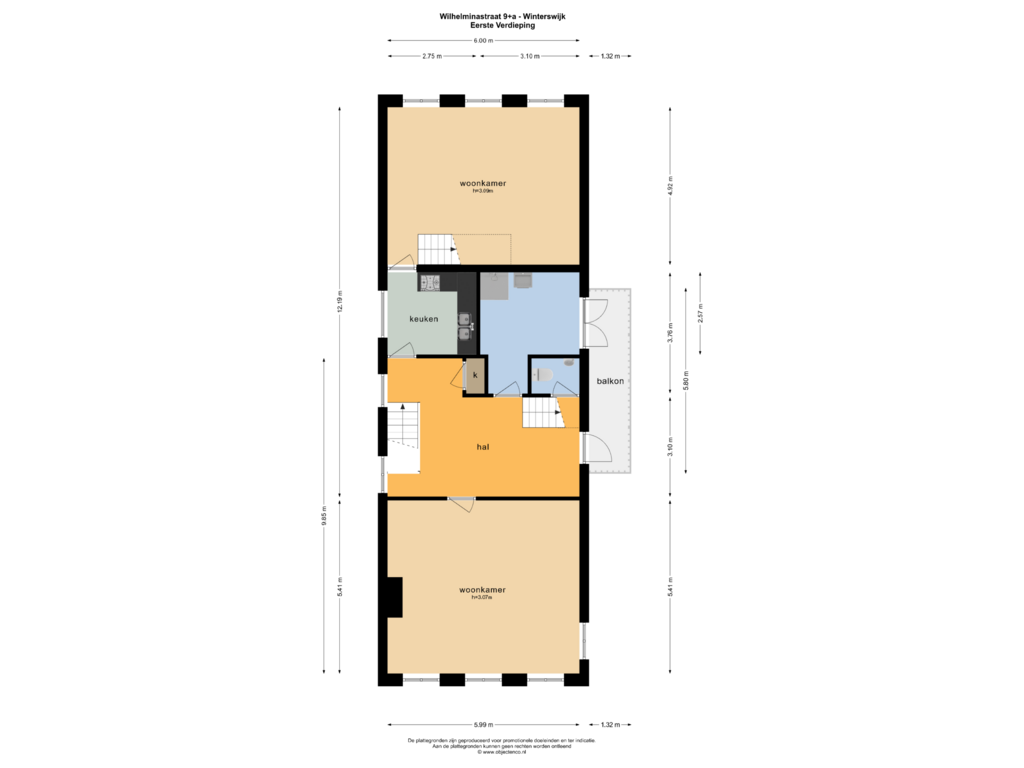 View floorplan of EERSTE VERDIEPING of Wilhelminastraat 9