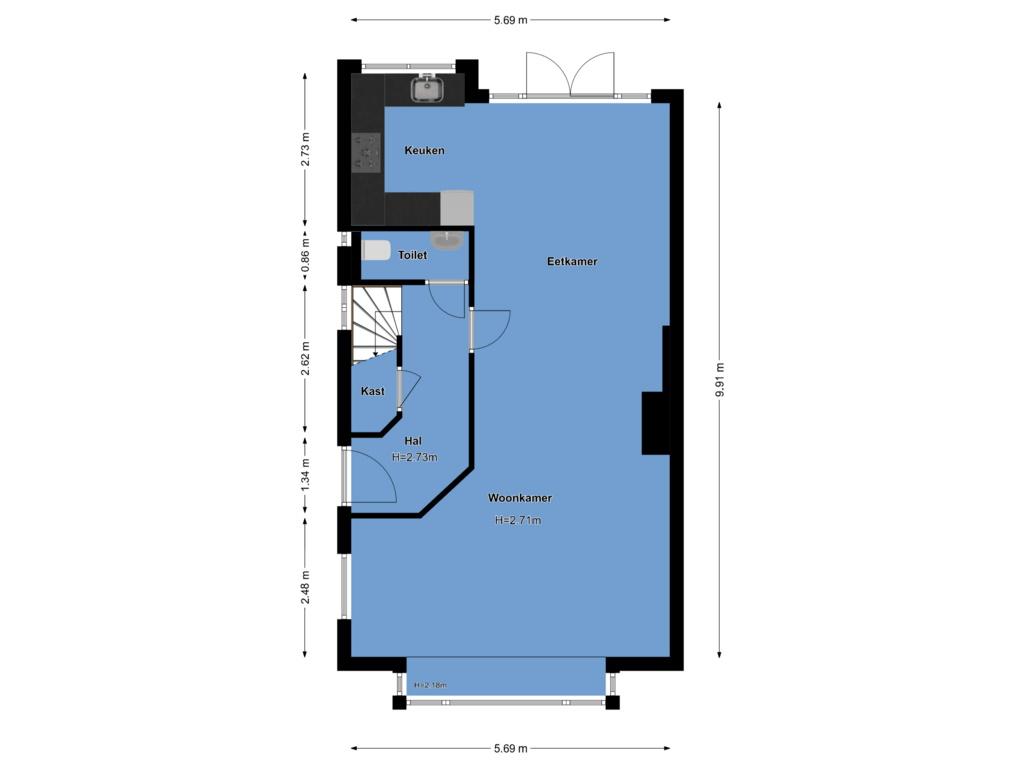 Bekijk plattegrond van Begane grond van Rigelstraat 36