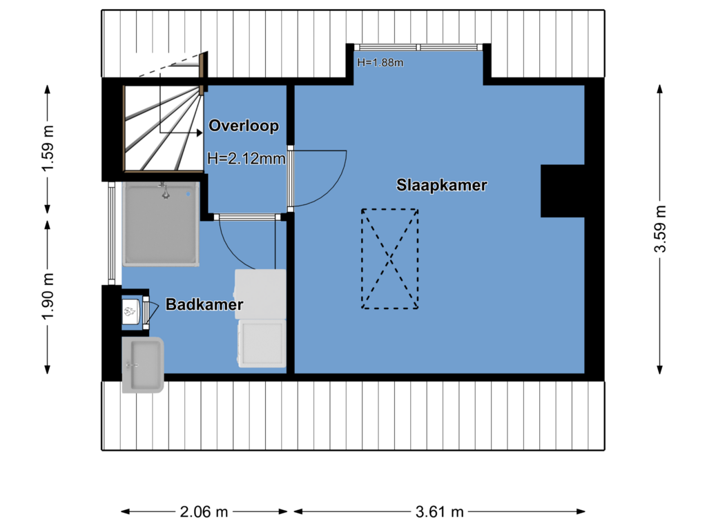 Bekijk plattegrond van Tweede Verdieping van Rigelstraat 36