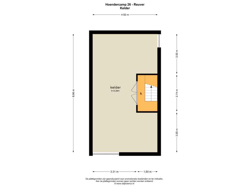 Bekijk plattegrond van Kelder van Hoendercamp 26