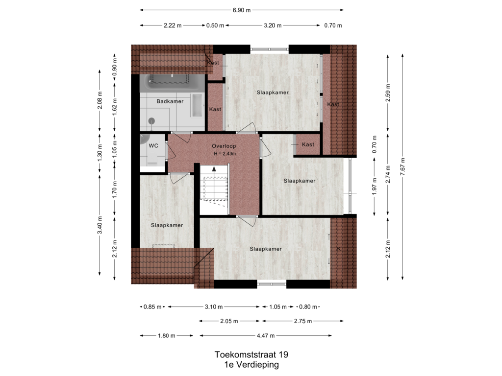 View floorplan of 1e Verdieping of Toekomststraat 19