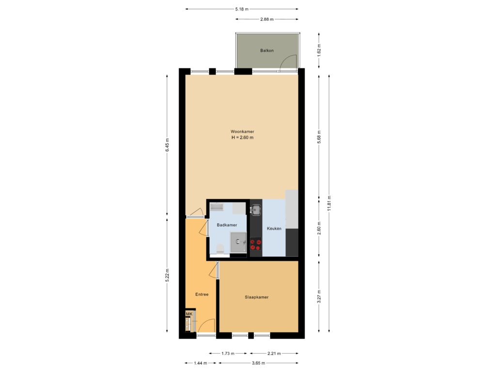 Bekijk plattegrond van Appartement van Jol 37 32