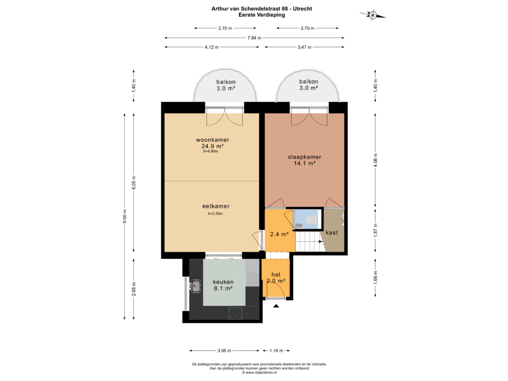 Bekijk plattegrond van Eerste Verdieping van Arthur van Schendelstraat 88