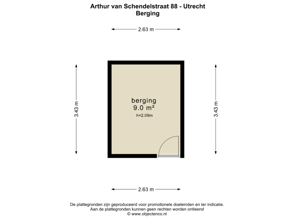 Bekijk plattegrond van Berging van Arthur van Schendelstraat 88