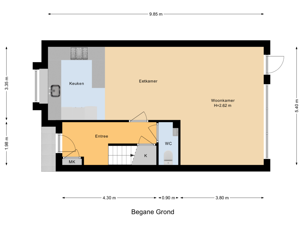 Bekijk plattegrond van Begane Grond van De Veste 28