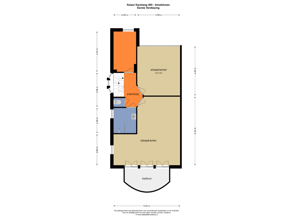 Bekijk plattegrond van EERSTE VERDIEPING van Keizer Karelweg 405