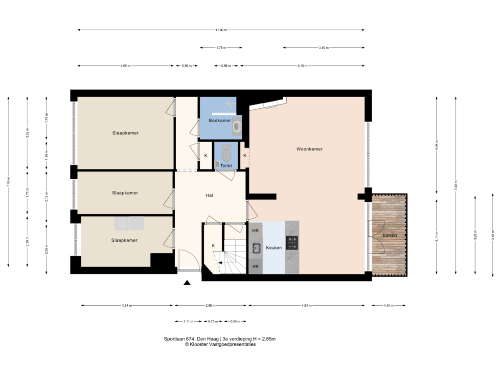 Bekijk plattegrond van 3e verdieping van Sportlaan 674