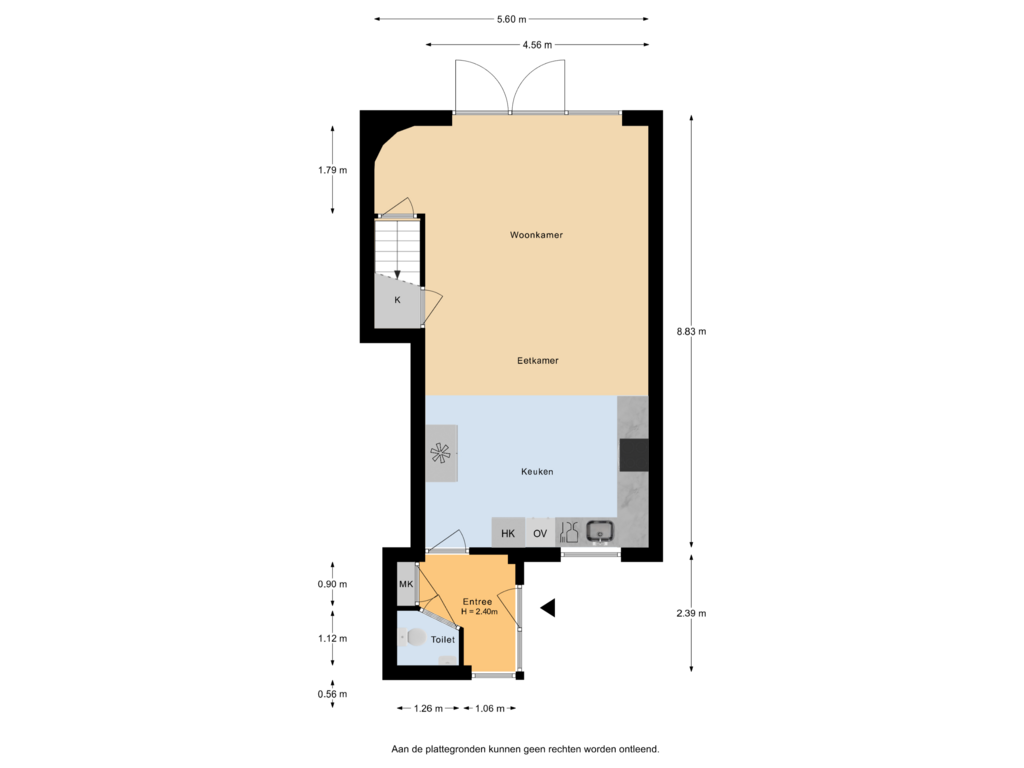 Bekijk plattegrond van Begane grond van Emmalaan 64-A