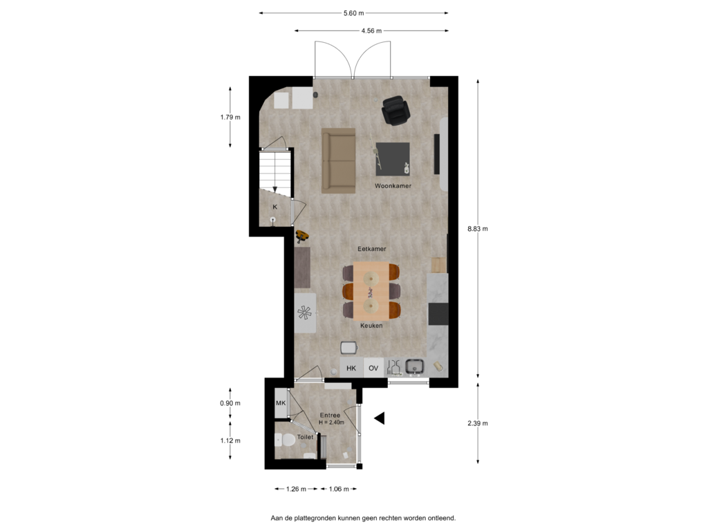 Bekijk plattegrond van Begane grond - furniture van Emmalaan 64-A