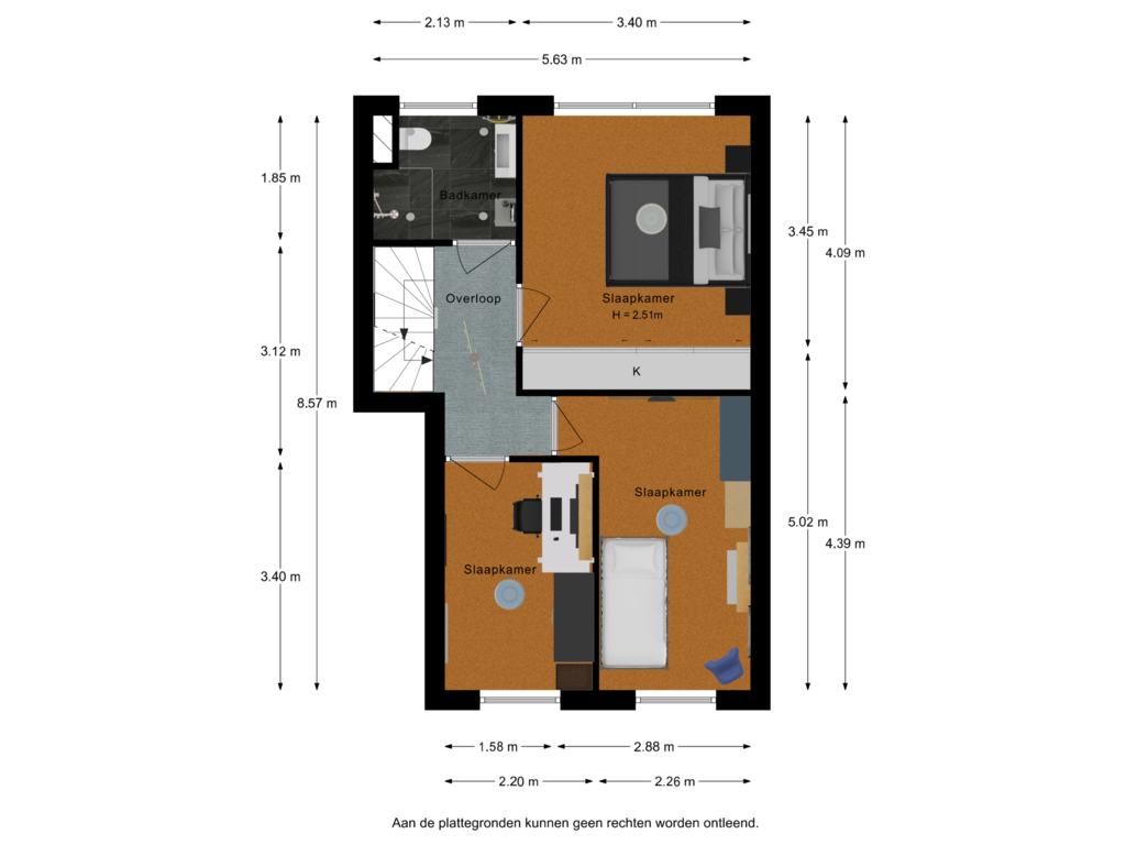 Bekijk plattegrond van 1e verdieping - furniture van Emmalaan 64-A