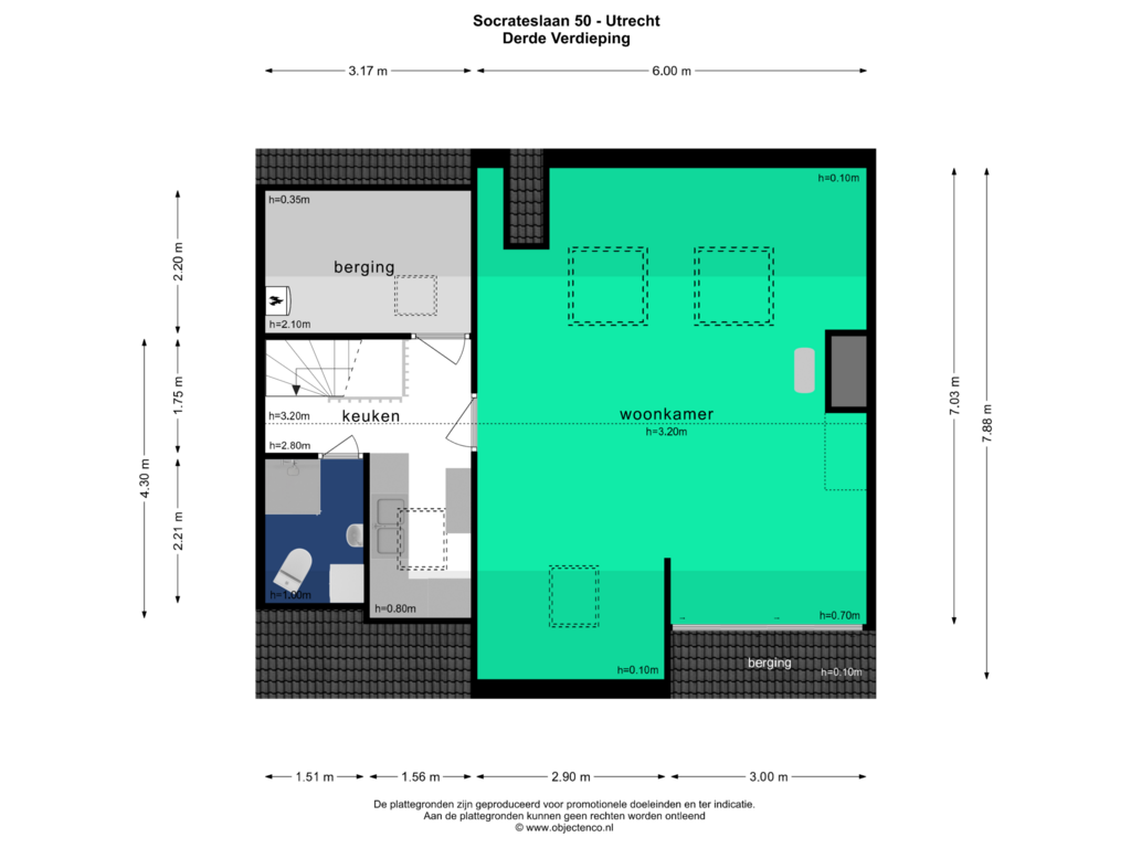 Bekijk plattegrond van DERDE VERDIEPING van Socrateslaan 50