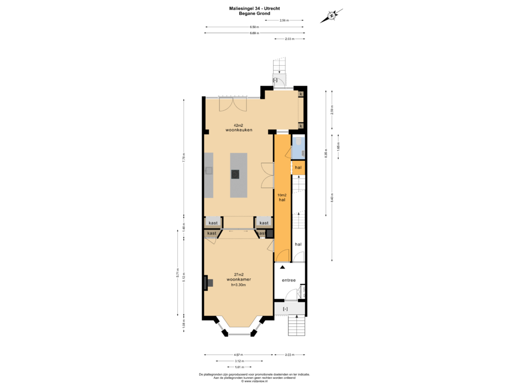 Bekijk plattegrond van BEGANE GROND van Maliesingel 34