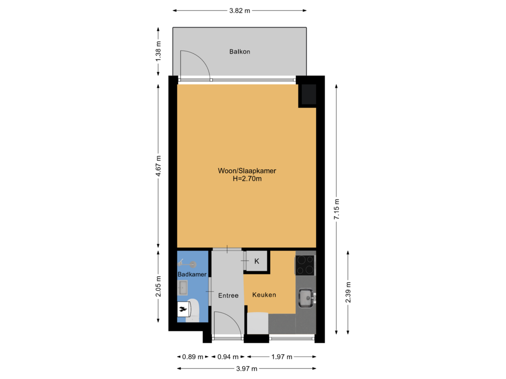 Bekijk plattegrond van Appartement van De Hooghlaan 2-C22