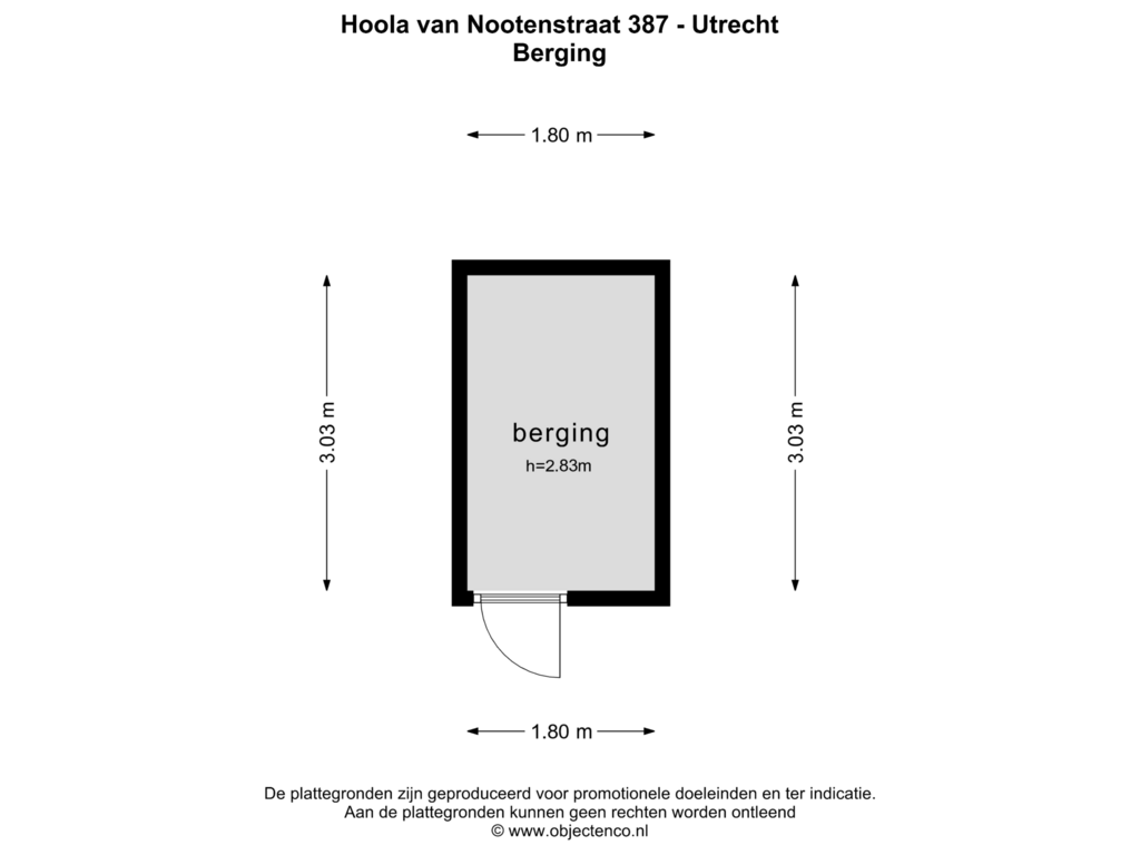 Bekijk plattegrond van Berging van Hoola van Nootenstraat 387