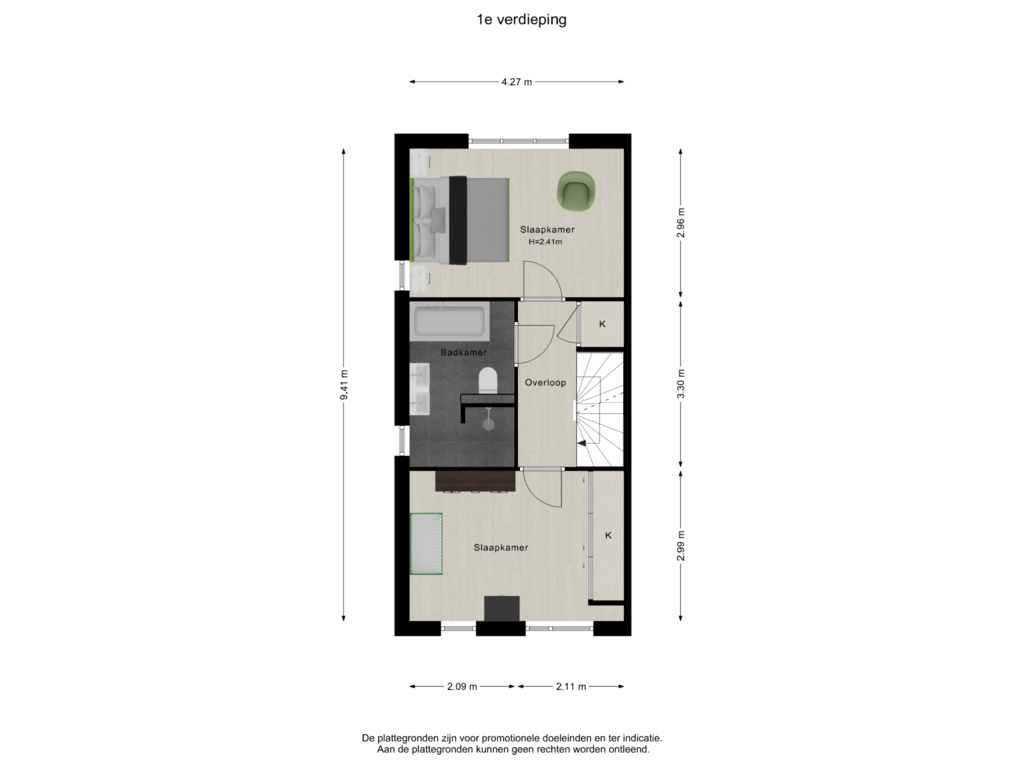 View floorplan of 1e verdieping of Koewei 101