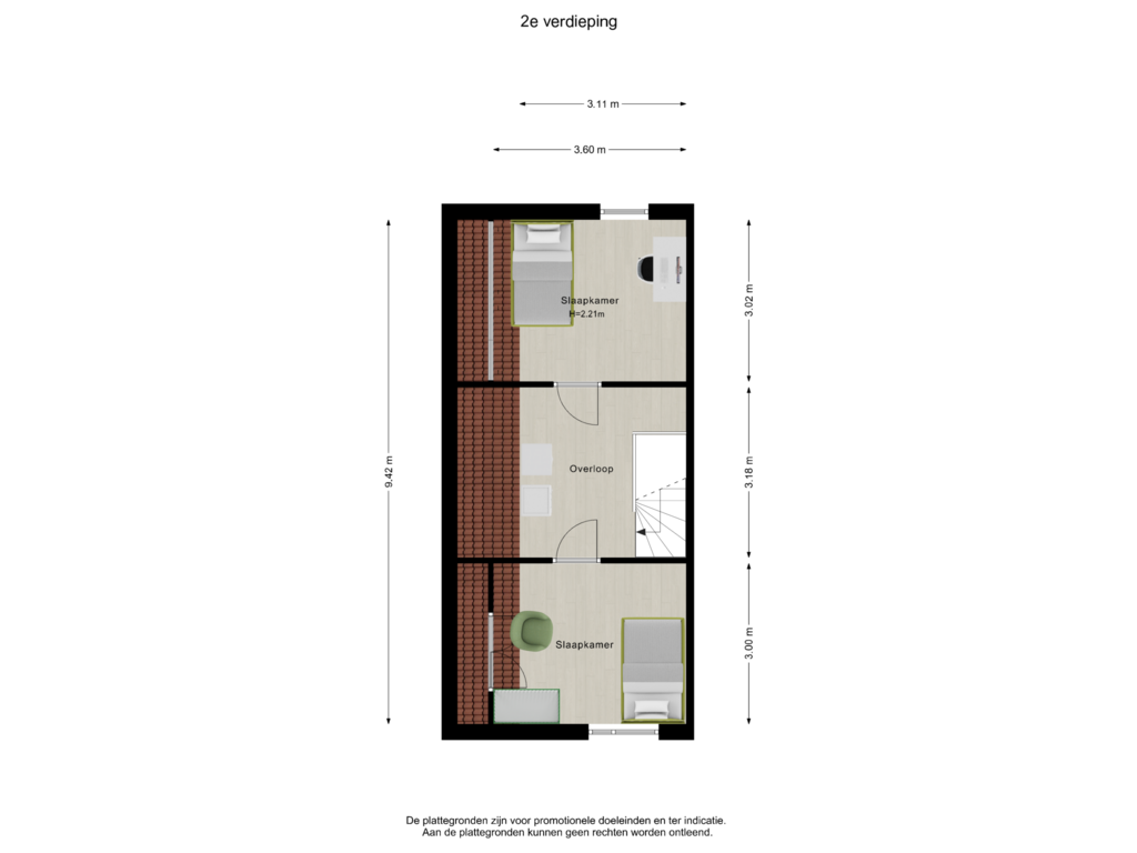 View floorplan of 2e verdieping of Koewei 101