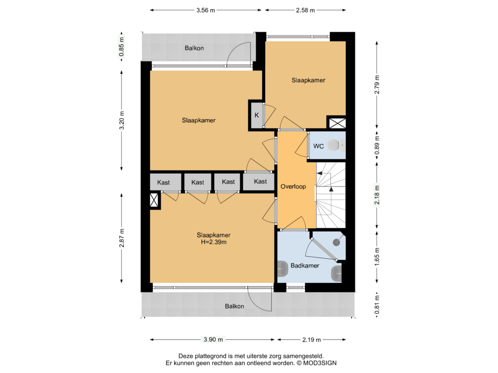 Bekijk plattegrond van 1e Verdieping van Van den Vondellaan 84