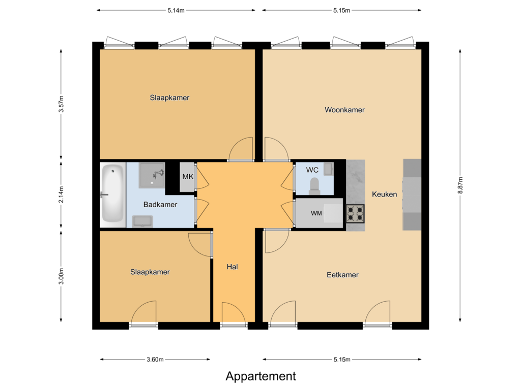 Bekijk plattegrond van Appartement van Schrabber 40