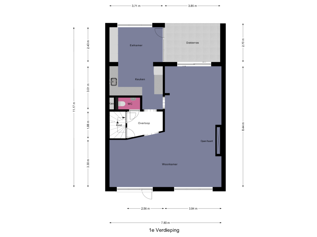 Bekijk plattegrond van 1e Verdieping van Raadhuisstraat 15-A