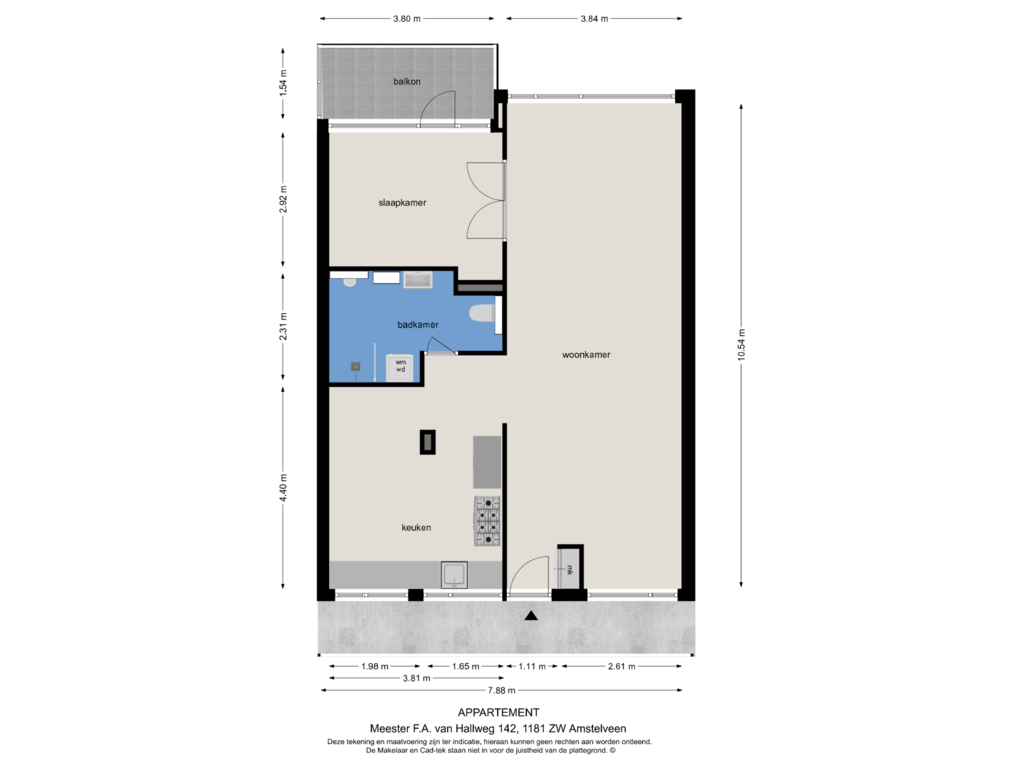 Bekijk plattegrond van Appartement van Mr. F.A. van Hallweg 142