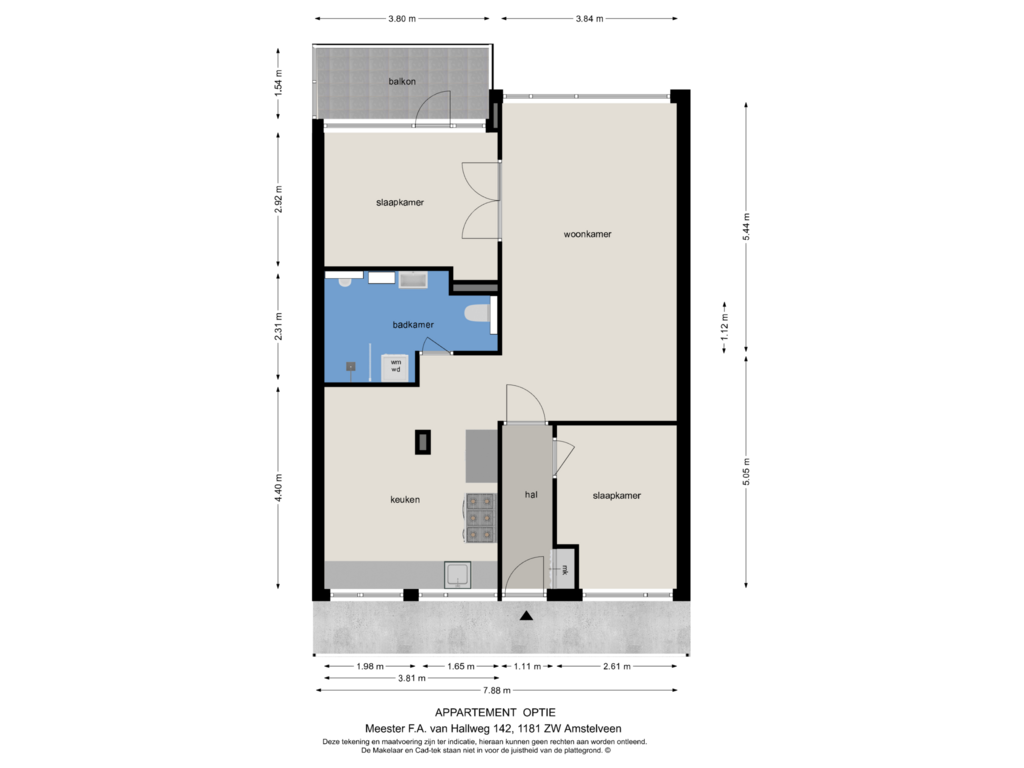 Bekijk plattegrond van Appartement  Optie van Mr. F.A. van Hallweg 142