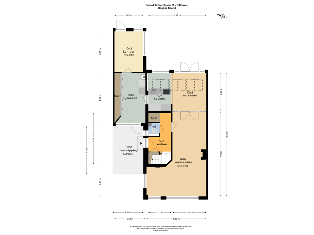 View floorplan of BEGANE GROND of Gerard Terborchlaan 10